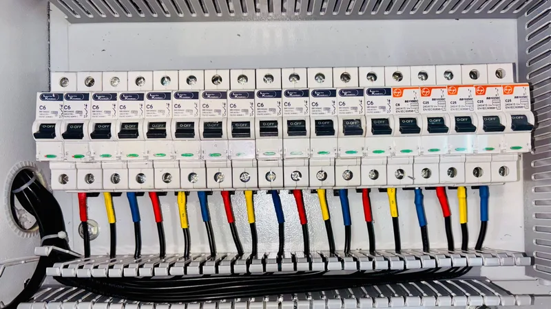 Yenilenmiş, renk kodlu bir elektrik panosu